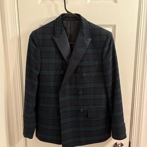 Brooks Brothers Navy and Green Plaid Kids Blazer